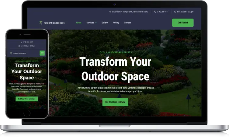 Web design project mockup showing responsive design on all devices