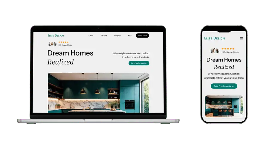 Elite Design website mockup