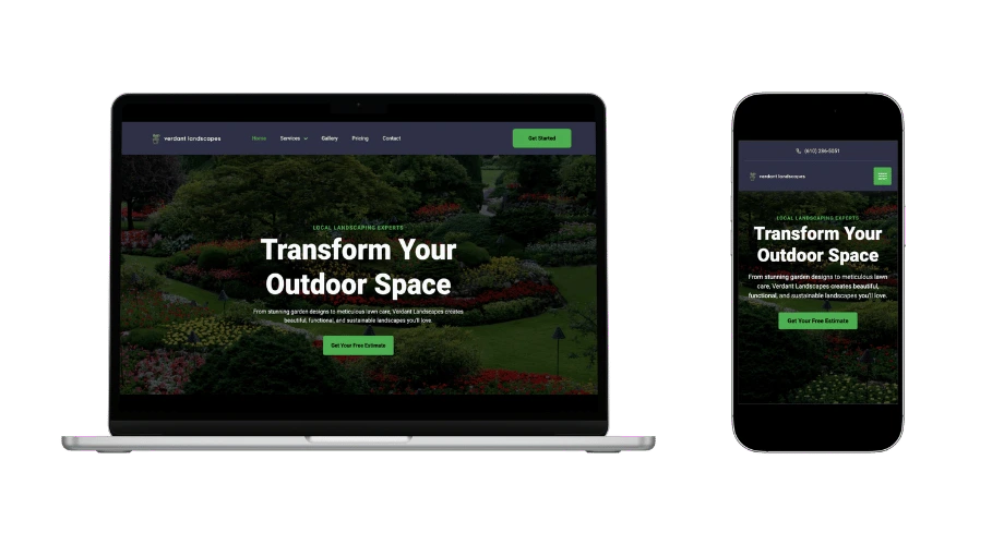 Verdant Landscapes website mockup